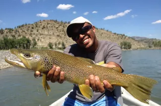 mature brown trout montana fly fishing angler guided trip