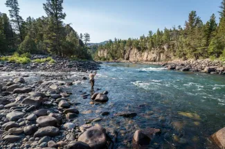 river bend fly fishing montana angler catch and relase