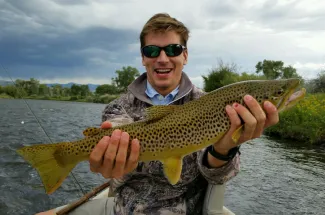 brown trout float trip drift boat fly fishing montana adventure