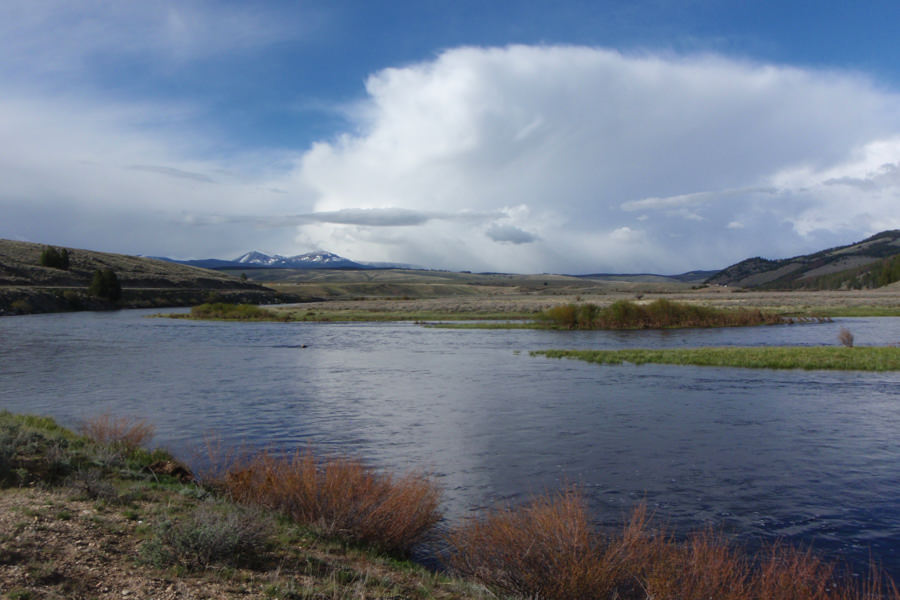 Spring storm approaching the upper Bighole Upper Bighole in the spring
